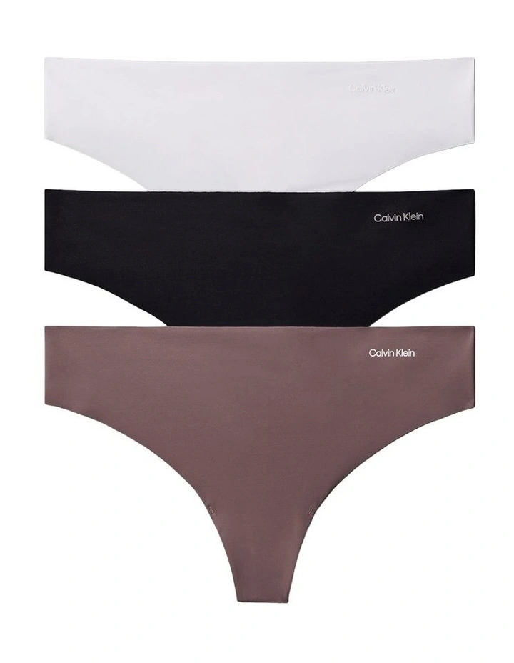 Invisibles Microfibre Stretch Thong 3 Pack in Multi image 1