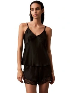 Satin Sheen Essential Lace Shorts in Black