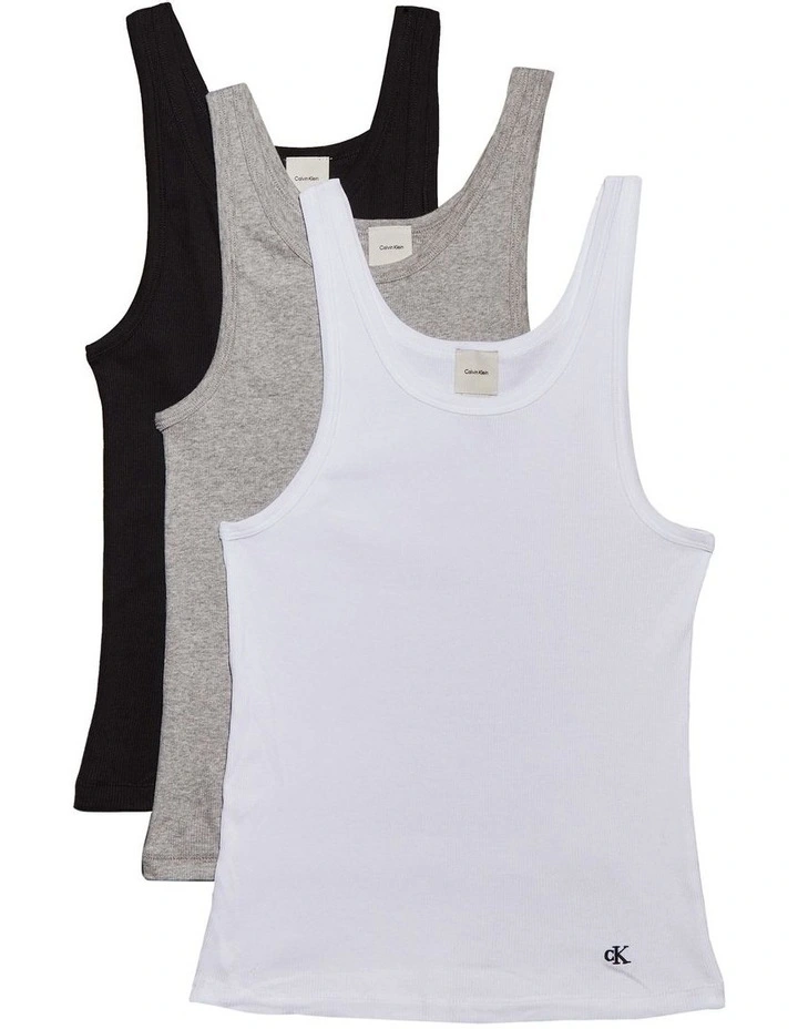 Scoop Neck Cotton Tank Top 3 Pack in Multi image 1