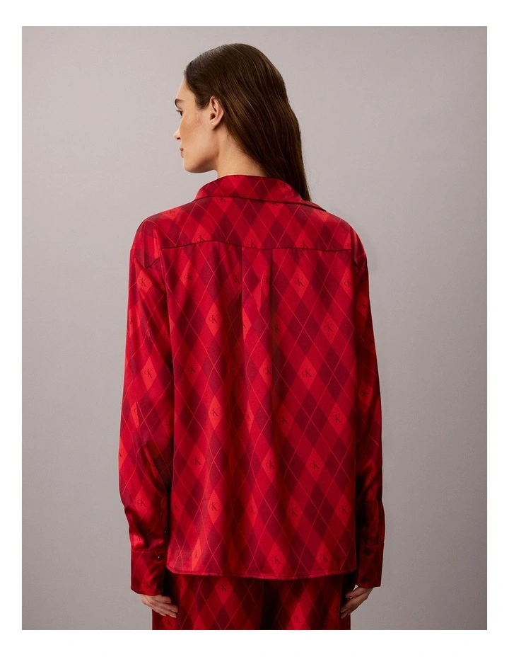 SATIN SHEEN SATIN LS BUTTON DOWN ARGYLE ESTABLISHED RED image 2