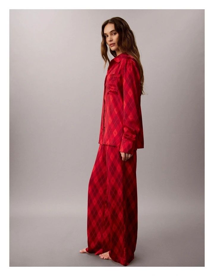 SATIN SHEEN SATIN LS BUTTON DOWN ARGYLE ESTABLISHED RED image 5