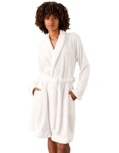 Calvin Klein Carved Fluffy Robe White