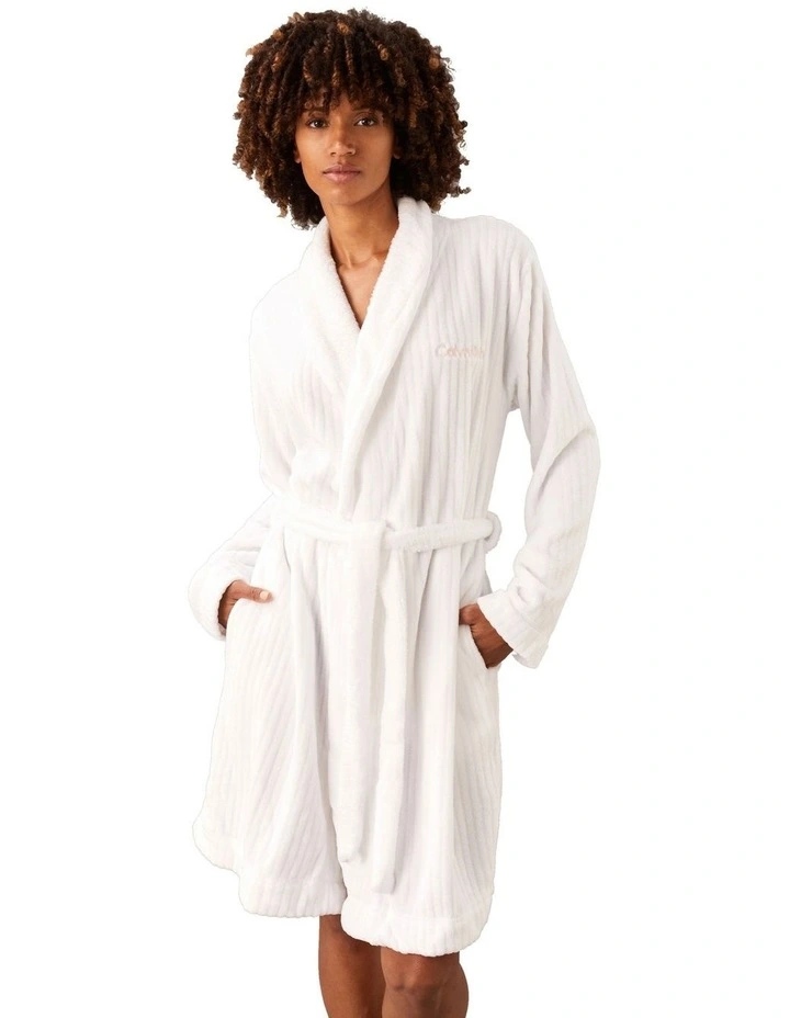 Calvin Klein Carved Fluffy Robe White image 1