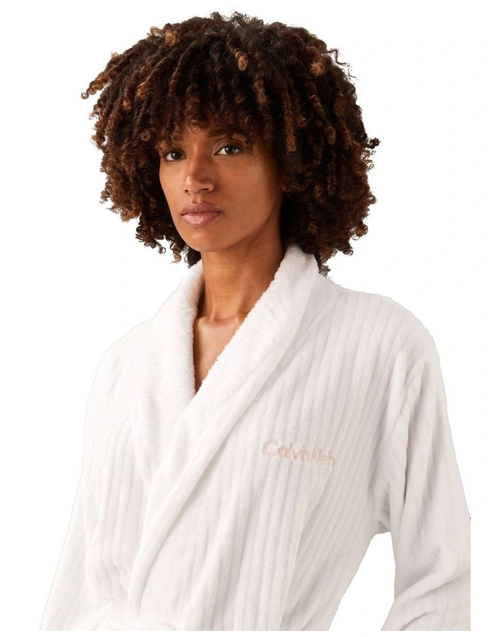 Calvin Klein Carved Fluffy Robe White image 3