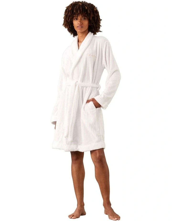 Calvin Klein Carved Fluffy Robe White image 4