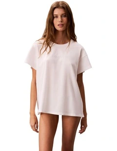 Cotton Stretch Lounge Relaxed Tee in Classic White