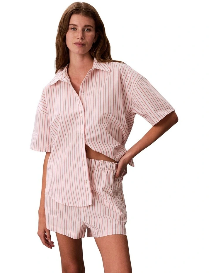 Cotton Poplin Covered Poplin Short in Aurora Stripe Peach Bliss image 3