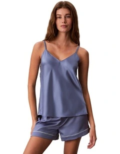 Satin Sheen Satin Cami W Piping Blue Tulip