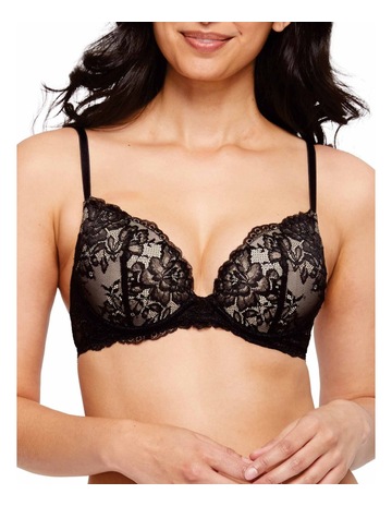 Temple Luxe Lace Level 2 Push Up Bra Black | MYER