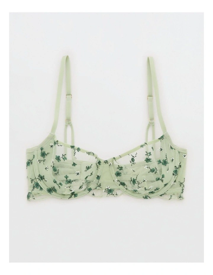 Show Off Embroidery Unlined Bra in Dusty Sage image 1