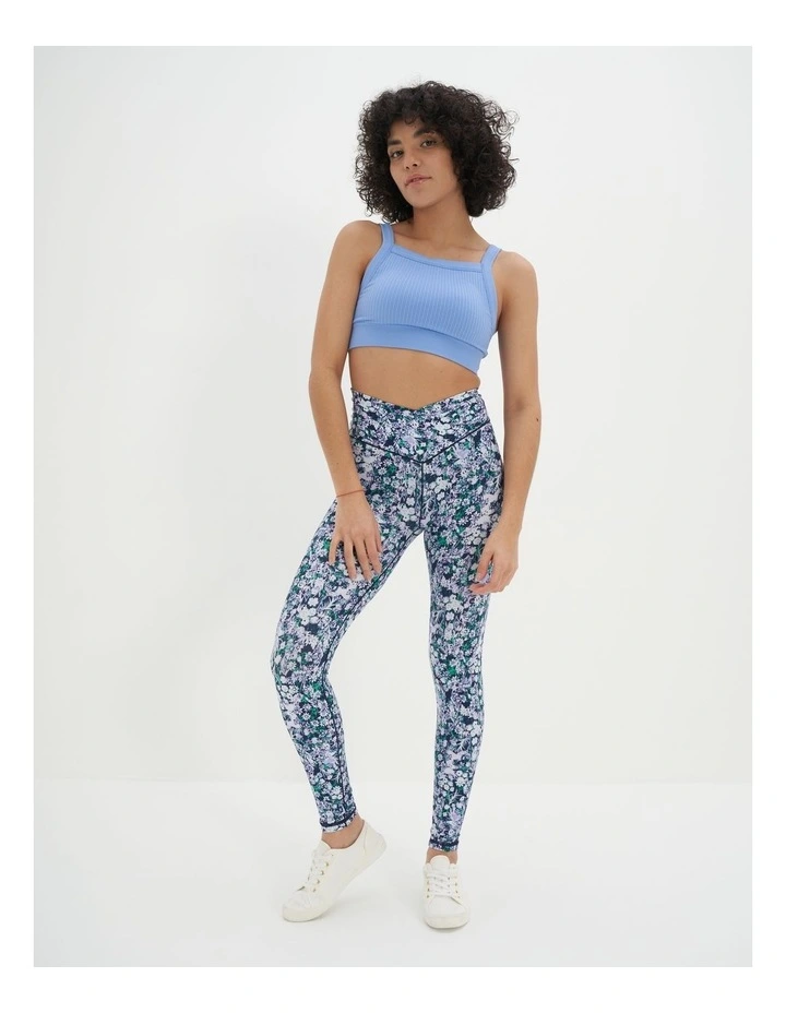 Ribbed Seamless High Neck Longline Bralette in Blue Lion image 2