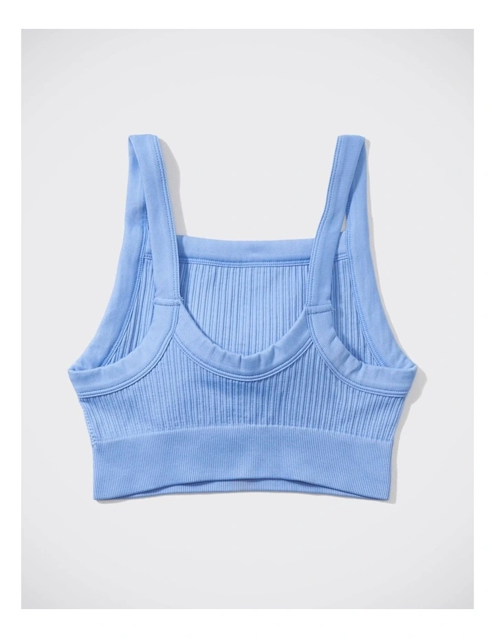 Ribbed Seamless High Neck Longline Bralette in Blue Lion image 3