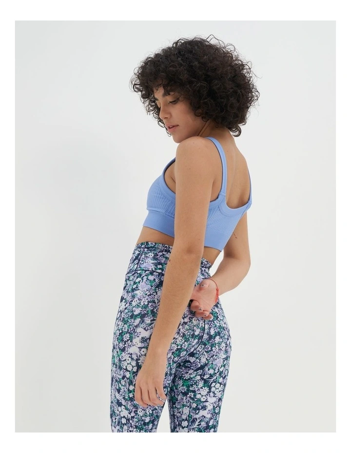 Ribbed Seamless High Neck Longline Bralette in Blue Lion image 4