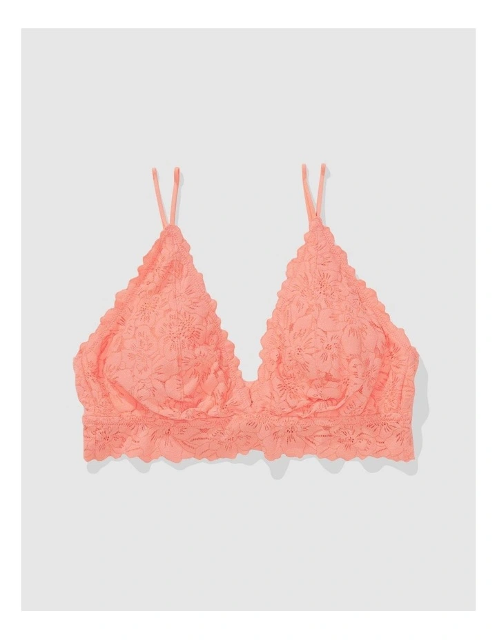 Show Off Rosey Lace Padded Plunge Bralette in Coral Crush image 1