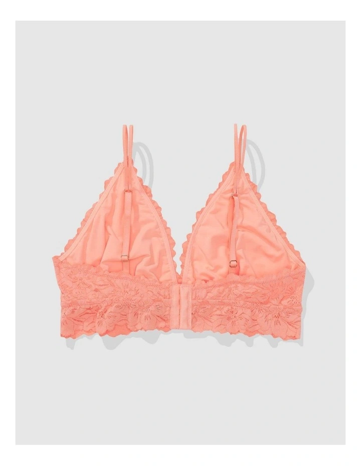 Show Off Rosey Lace Padded Plunge Bralette in Coral Crush image 3