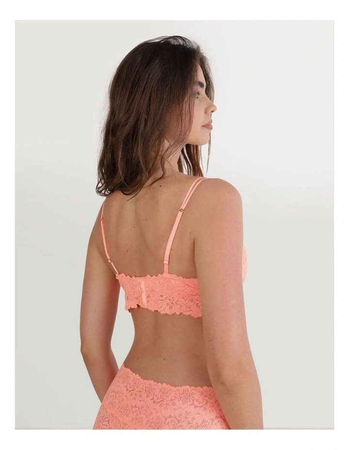 Show Off Rosey Lace Padded Plunge Bralette in Coral Crush image 4