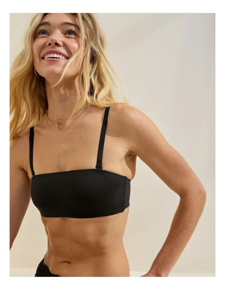 Smoothez Lightly Lined Bandeau Bralette in True Black image 2