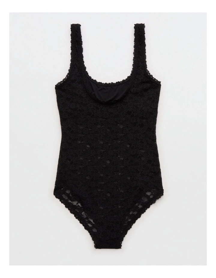Show Off Vintage Lace Scoop Bodysuit in True Black image 3