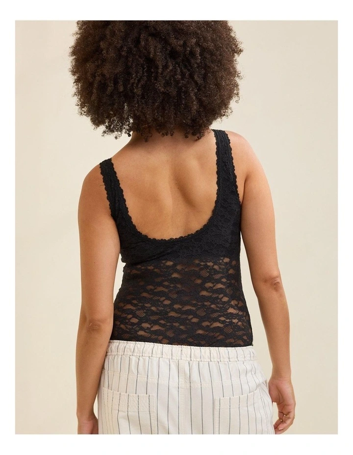 Show Off Vintage Lace Scoop Bodysuit in True Black image 4