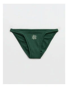 Cotton Rib String Bikini in Rugged Green