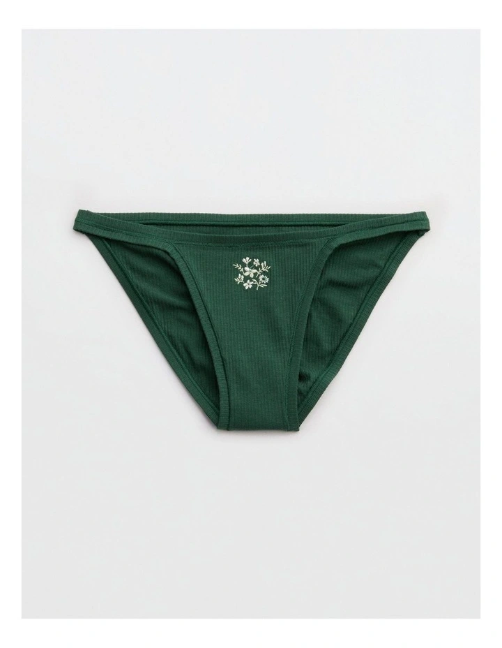 Cotton Rib String Bikini in Rugged Green image 1