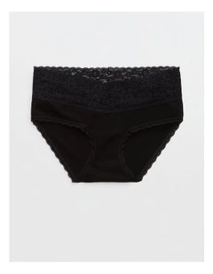 Superchill Vintage Lace Cotton Boybrief Underwear in True Black