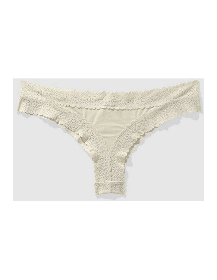 Aerie Sunnie Blossom Lace Thong Underwear in Cream MYER