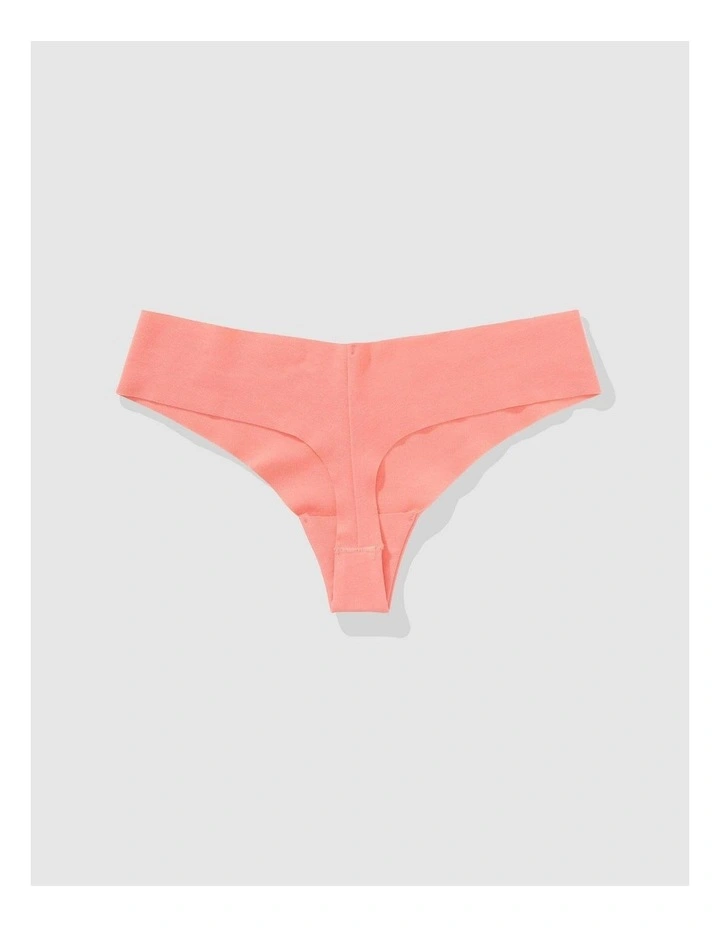 Superchill No Show Cotton Thong Underwear in Coral Crush image 2