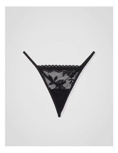 Show Off Femme Lace String Thong in True Black