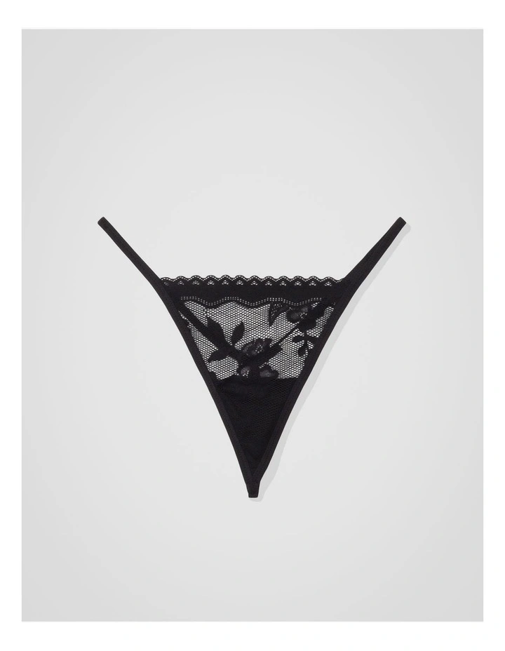 Show Off Femme Lace String Thong in True Black image 1