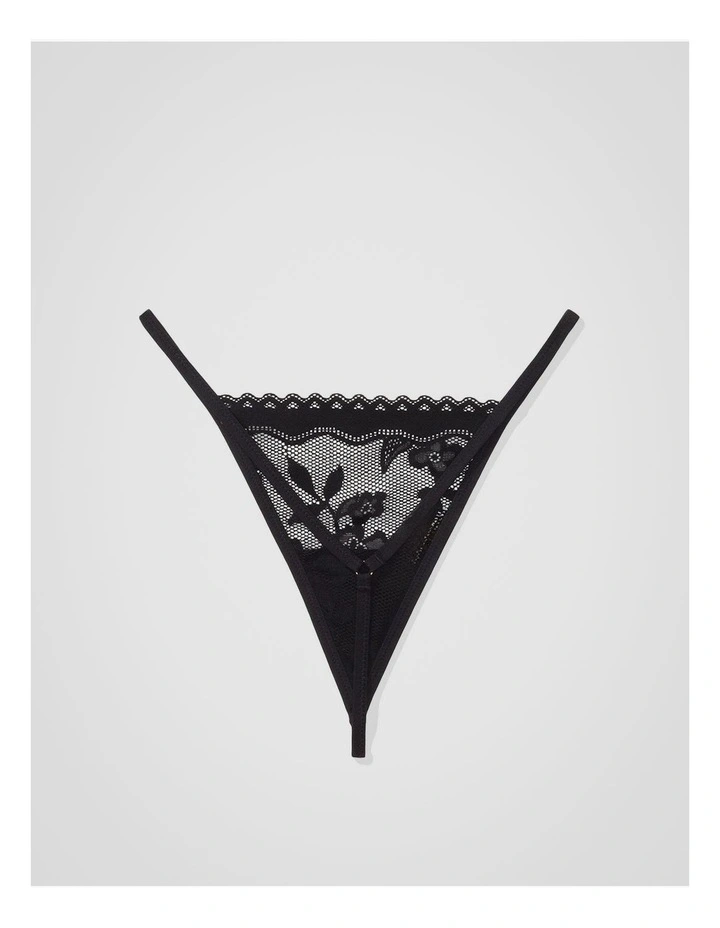Show Off Femme Lace String Thong in True Black image 2