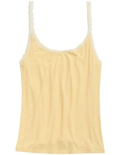 Real Soft Lace Trim Tank in Yellow Notes