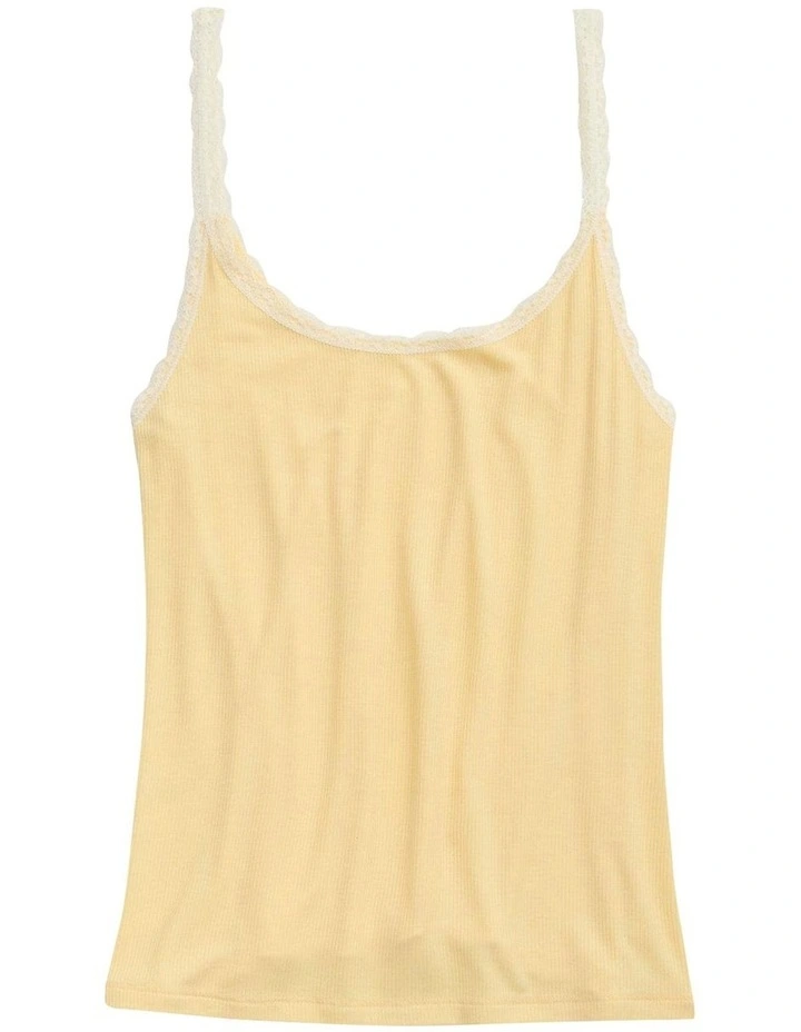 Real Soft Lace Trim Tank in Yellow Notes image 1