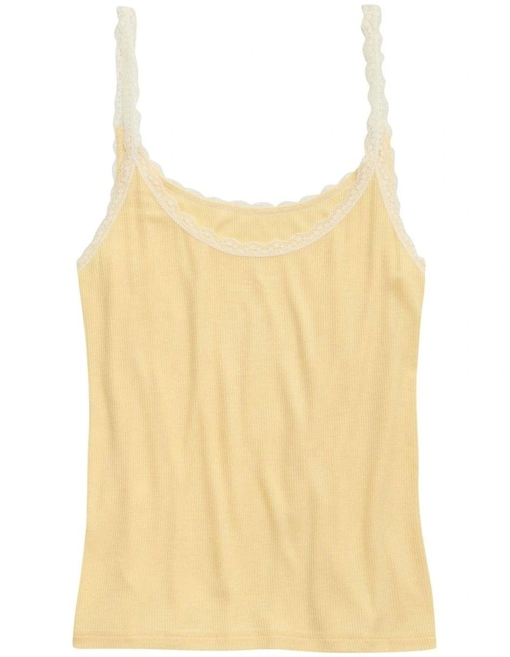 Real Soft Lace Trim Tank in Yellow Notes image 3