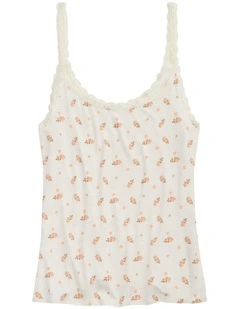 Real Soft Lace Trim Tank in White