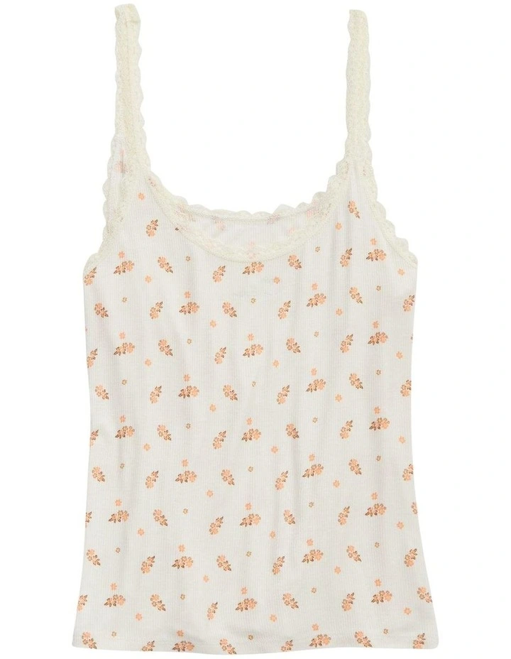 Real Soft Lace Trim Tank in White image 3