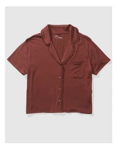 Real Soft Ruffle Top in Dark Rust