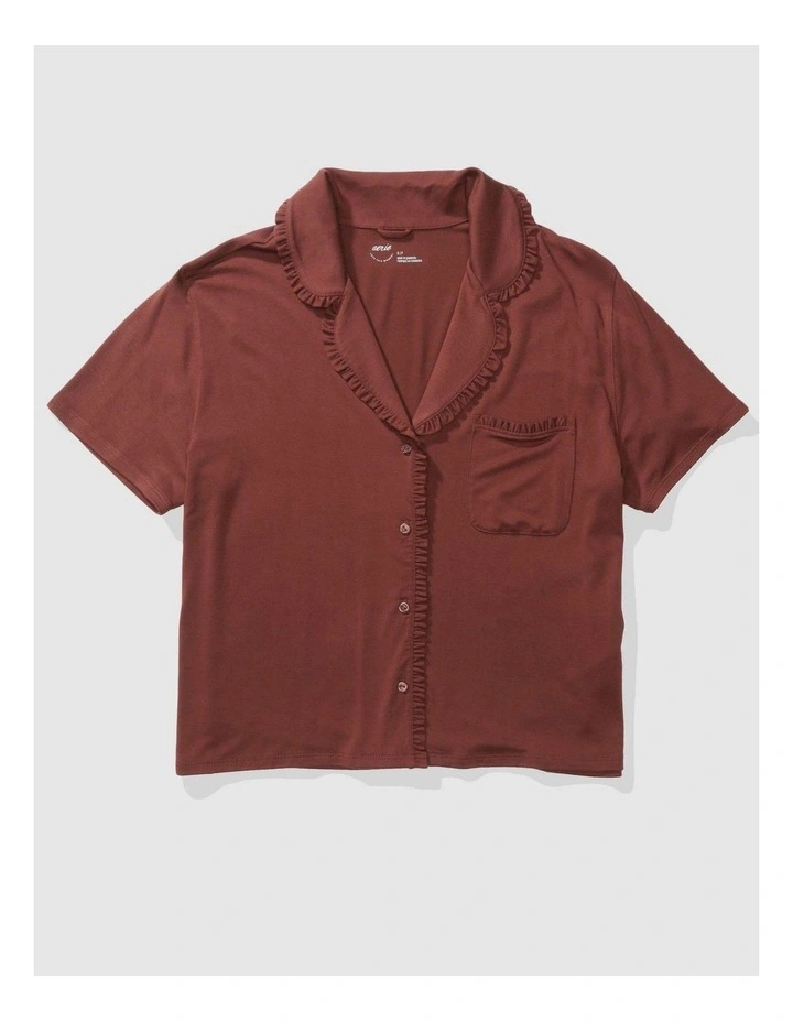 Real Soft Ruffle Top in Dark Rust image 1