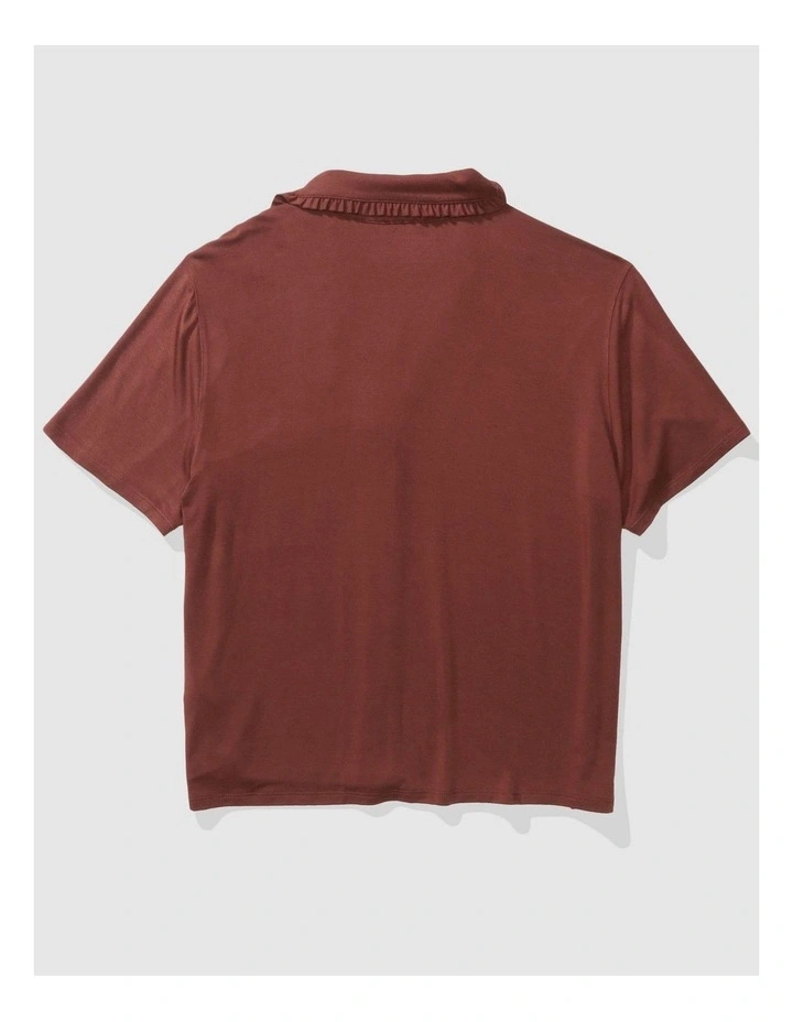 Real Soft Ruffle Top in Dark Rust image 3