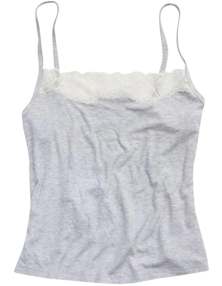 Rie Real Soft Rib Tank in Medium Heather Gray image 1