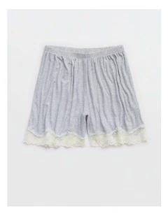Real Soft Rib Lace Boxer in Medium Heather Gray