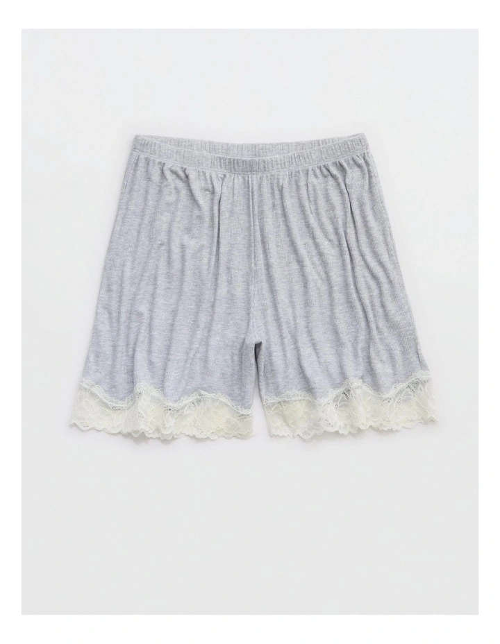 Real Soft Rib Lace Boxer in Medium Heather Gray image 1
