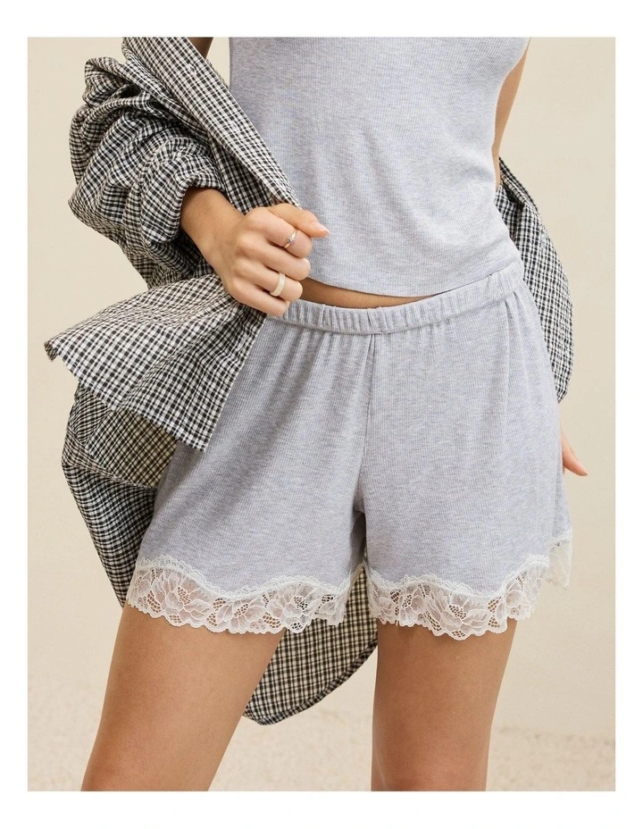 Real Soft Rib Lace Boxer in Medium Heather Gray image 2