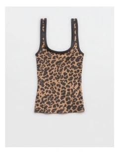Double Scoop Neck Tank Top in Beach Dune