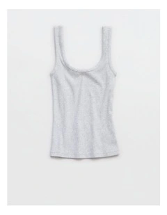 Double Scoop Neck Tank Top in Light Heather Gray