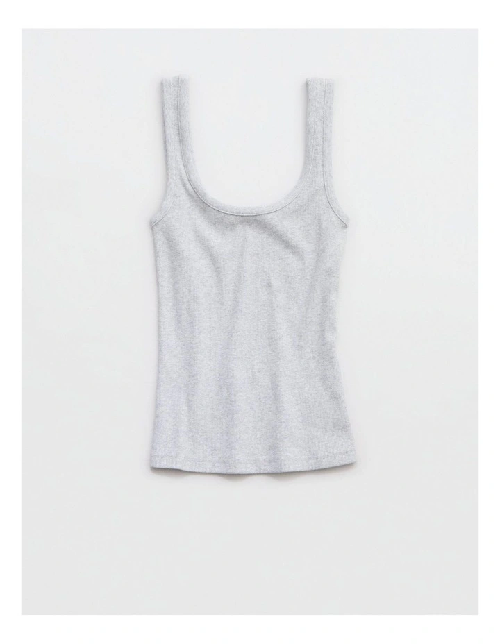 Double Scoop Neck Tank Top in Light Heather Gray image 1