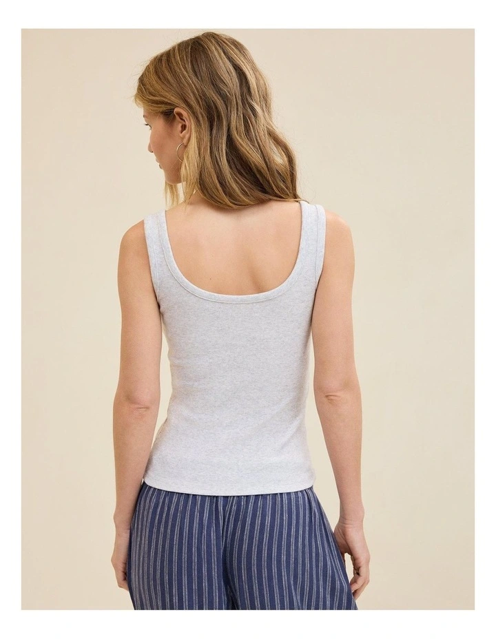 Double Scoop Neck Tank Top in Light Heather Gray image 4