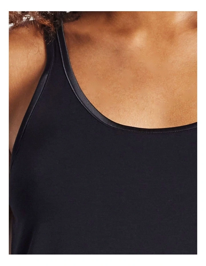 Wide Strap Satin Trim Cami in Black image 3