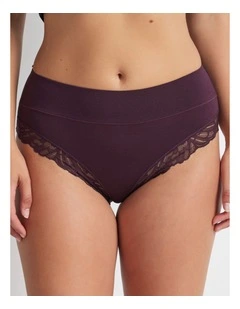 Comfort Band Lace Trim Mid Rise Brief in Purple
