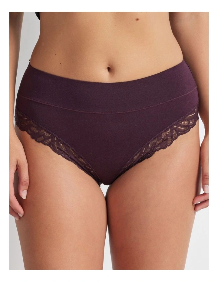 Comfort Band Lace Trim Mid Rise Brief in Purple image 1